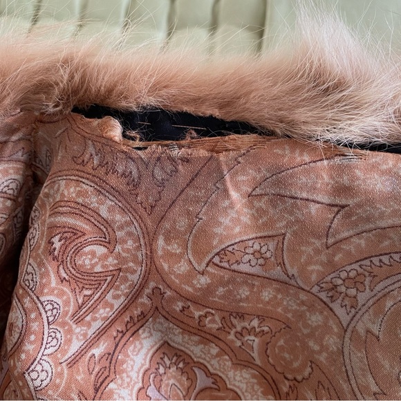 Vintage Mink Jacket Coat with Suede Tie Front Brown with Blond Collar & Cuffs - Picture 10 of 14